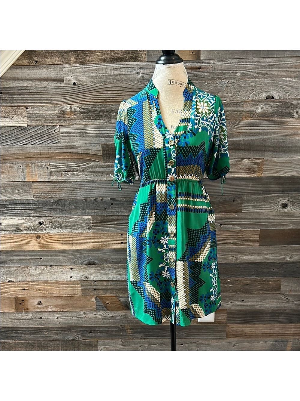 Anthropologie Moulinette Soeurs 100% Silk Rqinforest Morning Shirt Dress Size 2